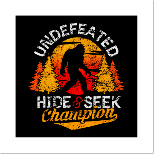 Bigfoot shirt Undefeated Hide & Seek Sasquatch Yeti Gift Posters and Art